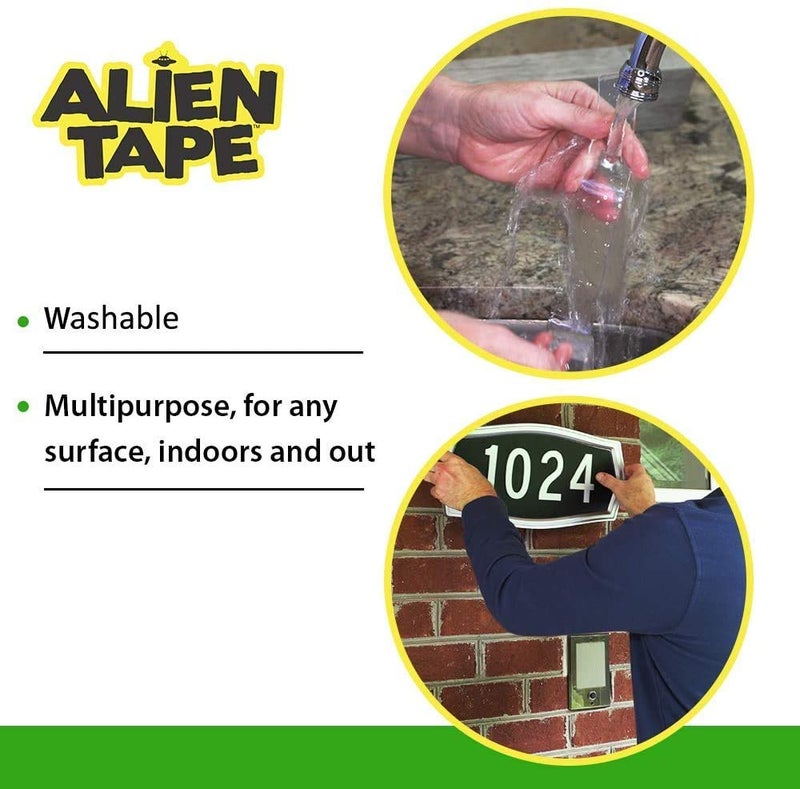 ALIEN TAPE Heavy Duty Double Sided Tape, Nano Tape, Feet Clear Adhesive Tape for Poster Photo Wall Decor As Seen on TV, (2 Rolls - 14 Feet) - Image 3